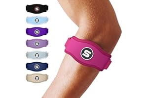 SS SLEEVE STARS Sleeve Stars Tennis Elbow Support Strap, Golfers Elbow Support for Men & Women Epicondylitis Clasp, Counterforce Arm Band for Tendonitis Relief & Support, w/ 3 Straps Length, Fits 9"-23" (Hot Pink)