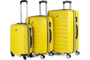 ITACA - Maletas de Viaje Juego Maletas 4 Ruedas - Juego de Maletas de Viaje - Juego Maletas de Viaje Ligeras. Candado de combinacion, Amarillo