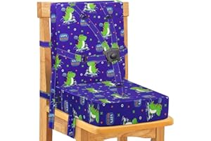 MATIVE Rehausseur Chaise Enfant, Boucle de Sécurité 5 Points, Facile à Nettoyer Sangles de Sécurité Réglables et Fond Antidérapant（Bleu)