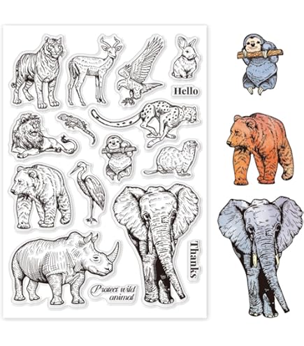 Globleland Tier-Stempel Set - 4 Bögen Süße Tiere Für Scrapbooking