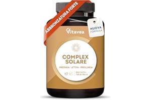 VITAVEA Integratore Solare - Olio di Borragine e Licopene – Stimola l’Abbronzatura, Prepara la Pelle al Sole – Pelle Luminosa, Uniforme ed Naturalmente Abbronzata – 60 Capsule