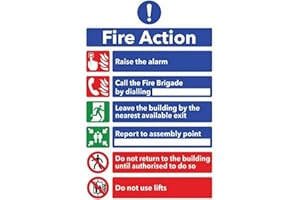 NATIONWIDE - FIRE SPECIALISTS Nationwide Fire Specialist Fire Action Notice Sign, Pack of 5 (20cmx15cm)- Essential Vinyl Stickers for Emergency Evacuation Procedures in Buildings