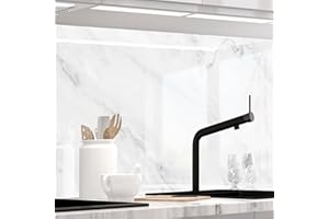 StickerProfis Küchenrückwand selbstklebend Glasoptik - WEISSER MARMOR - 1.8mm, Versteift, alle Untergründe, Hart PET Material, Premium 60 x 280cm