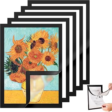 Cornici Magnetiche Per Poster - Confezione Da 4, PVC Nero, 21x29 Cm, Autoadesive - Foto 2