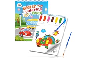 ZMLM Peinture avec Livres d'Eau pour Tout-Petits avec Pinceau, Feutres Coloriage Kits de Loisirs Créatifs, Activites Manuelles Papier de Peinture Aquarelle Enfants 3 4 5 6 7 8 Ans - Véhicules à Moteur