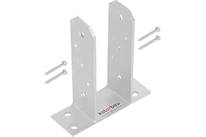 KOTARBAU® Soporte para Postes de Madera en U 70 mm Acero Galvanizado Soporte Poste Madera para Atornillar Base atornillable de Hormigón con placa de Anclaje Suelo Plateado