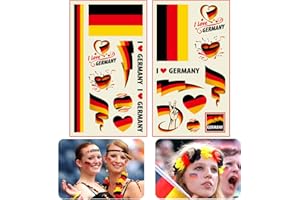 YEJAHY 24 Blatt Deutschland Temporäre Tattoos zur WM Tattoos Gesicht Aufkleber Fußball Fans WM Dekorationen Wasserdicht Fußball Tattoos Länderflagge Temporäre Tattoos Aufkleber