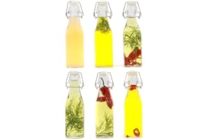 MAISON & WHITE Clip Top Preserve Bottles - 250ml Set of 6 | Airtight Glass Cruet Dispenser Bottles | Ideal for Home Brewing | Vintage Style Vacuum Clip Seal | M&W