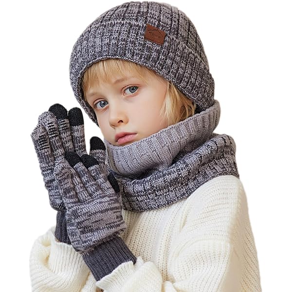 3-delige uniseks wintergebreide warme muts, sjaal en handschoenen set