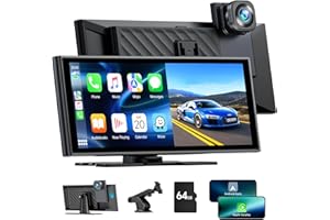 EYETOO Wireless Car Stereo for Apple Carplay Android Auto with 4K Front Dash Cam, Portable 9.26 Inch Carplay Screen Car Radio Receiver with Loop Recording/GPS/FM/Siri/Bluetooth/Mirror Link/64G TF/AUX