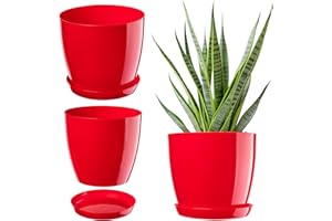 ‎KADAX KADAX Blumentopf mit Untersetzer Ø 20 cm, Rot Pflanzkübel für Innen- und Außenbereich, ideal für Wohnzimmer, Balkon, Bad oder WC – lebendige Farben bringen Frische in jeden Raum