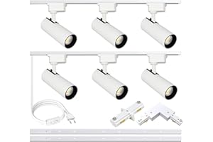 Bravsekai Schienenleuchte-Kit, 6 Stück LED H-Typ Schienenstrahler mit zusätzlichen 2m Schienenbeleuchtungsschienen, 30W 3000K Kaltweiß Schienensystem-Deckenleuchte für Innenräume