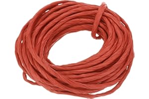 sourcing map Raffia Paper Craft Rope Packing Rope 10.9 Yards Handmade Twisted Paper Craft String/Cord/Rope for DIY Decoration Gift Packaging Orange Red