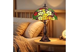 BIDESEN Lampa stołowa w stylu Tiffany'ego/barokowa lampa biurkowa, ręcznie wykonany witraż i korpus, europejska lampka nocna w stylu vintage, do salonu, 30 cm, kwiaty