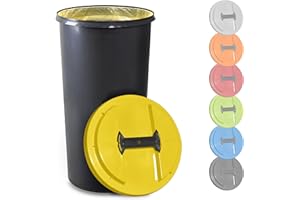 KUEFA BSC 60L Mülleimer, Müllsackständer, Gelber Sack Ständer inkl. Klemm-Ring für Müllbeutel, extra robust, UV- und witterungsbeständig, Sammelbehälter für Pfandflaschen und Leergut (Gelb)