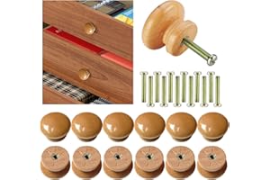SmartMaster Drawer Knobs 12 Pcs, Wooden Door Knobs Cupboard Door Knobs Wooden Round Cupboard Handles Pine Drawer Knobs for Cabinet, Replacement Knobs for Wardrobe, Furniture, Kitchen
