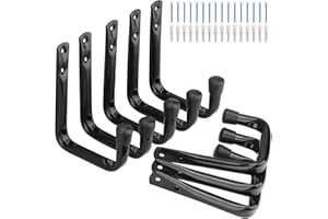 Moundnaik Garagen-Wandhaken, 8 Stück, Garagenhaken zum Aufhängen von schweren Gegenständen (schwarz, 11,5 cm x 8,9 cm)