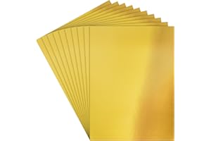 ‎BELLE VOUS Belle Vous Glänzendes Papier Gold (50er Pack) - 28 x 21cm 120gsm Premium Kartonpapier A4 - Glitzerpapier zum Basteln für Scrapbooking, DIY-Projekte, Hochzeits-/Partydekorationen und Kartenherstellung