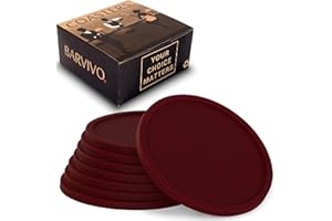 BARVIVO Rouge Dessous de Verres Ensemble de 8 - Protection de Table pour Tous Types de Tables, Granit, Verre, stéatite, grès, marbre, Pierre – Souple et Parfait pour n'importe Quelle Taille de Verres