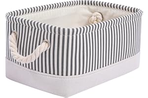 Mangata Boîte de rangement en tissu, 1 paquet (rayures grises, petit)