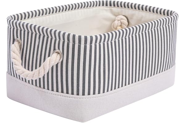 Mangata Boîte de rangement en tissu, 1 paquet (rayures grises, petit)