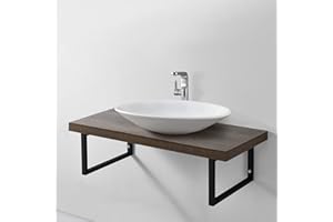 NEUHAUS [neu.haus] Blat pod umywalkę, 100 x 45 x 30 cm, konsola pod umywalkę, wieszak na ręczniki, metalowy stelaż, płyta wiórowa o wyglądzie orzecha włoskiego