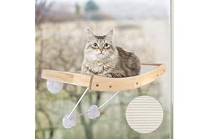 ZVONEMA ZNM - Hamaca de sisal para gatos, marco de madera maciza, ventana con ventosas estables, diseño que ahorra espacio, soporta hasta 18 kg