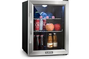 Klarstein Beersafe M Mini Frigo de Chambre pour Boissons, Petit Frigo Silencieux, Mini Bar Intérieur, Petit Refrigérateur Camping, Stockage de Bières, Vins, Boissons, Etagères Amovibles, 0-10°C, 33L