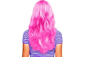 Hatstar Sexy Women's Long Hair Wig | Women's Wig Curly - Wavy | Accessory for Fancy Dress, Carnival and Theme Party (Pink)