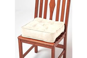 HOMESCAPES Cream Dining Chair Booster Cushion Large Firm 40cm Square Seat Pad with Supportive 10cm Thick Lift Luxury Soft Touch Faux Suede Cushion For The Elderly, Post-Operative and Pregnancy
