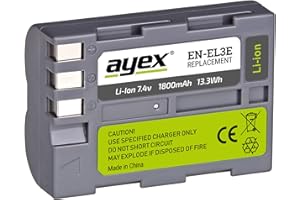 ayex akumulator EN-EL3e kompatybilny z D70 D90 D100 D300s D700 z chipem 1800mAh