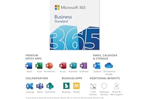 Microsoft 365 Business Standard | 12-Month Subscription | 1 person | Word, Excel, PowerPoint, Outlook, OneDrive | 1TB OneDrive Cloud Storage | PC/Mac Instant Download | Activation Required