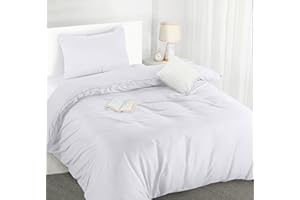 Utopia Bedding Funda Nordica Cama 90 - Microfibra Juego de Funda de Edredon 135x200 cm y 1 Funda de Almohada 50x75 cm (Blanco)