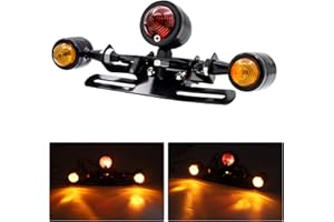 YnGia Motorcycle Brake Tail Light Motorcycle Led Rear Light Universal Motorbike Brake Light with License Plate Bracket