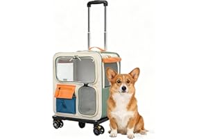 JAYEUW 2 in 1 Haustier-Rucksack Rollkoffer Faltbar Transporttasche für Katze mit Rollen und Trolley Transporttasche aus Oxford-Gewebe Katze&Hund Tragetasche mit Abnehmbar Teleskopgriff Max.12.5kg
