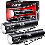 REHKITTZ Torcia Super Luminosa Portatile LED (Confezione da 2), 2000 Lumen Torcia Elettrica, Militare,Tattica,Impermeabile IP