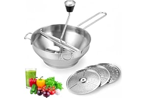 CHSTARINA Stainless Steel Food Mill with 3 Discs, Multifunctional Rotary Mill, Manual Vegetable Grinder, Fruit and Vegetable Puree Maker for Potato, Garlic, Tomato, Apple