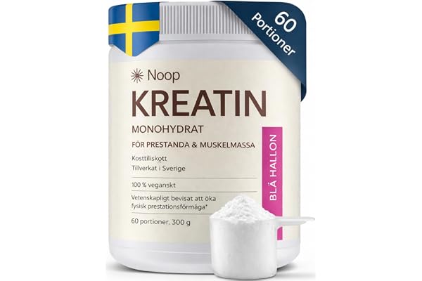 Noop Kreatinmonohydrat 300g Blue Raspberry - Mikroniserat Kreatinpulver för Styrka, Muskeluppbyggnad & Återhämtning - Veganskt, Glutenfritt Kosttillskott - Tillverkat i Sverige (Blue Raspberry)