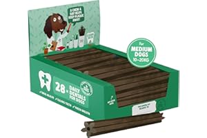 Denzel's Vegan Dog Dental Sticks - for Medium Dogs - Peanut Butter & Peppermint (Pack of 28)