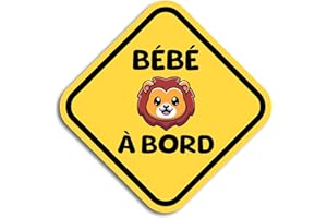 BRATIKI Autocollants Bébé à Bord Voiture, Bébé Lion Losange 16 x 16 cm, Stickers Bébé à Bord Résistants aux UV et Waterproof, Bébé a Bord Voiture Facile à Appliquer, Accessoire Bebe à bord Sécurité Voiture