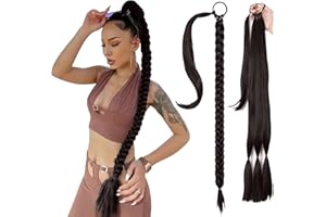 JIKEFENGXUN Einflechten Lang Ponytail, Braid Extensions Pferdeschwanz, Braid Extensions Ponytail, Langer Pferdeschwanz Braids, Haare Zopf, mit Elastisches Haarband, für Frisurdekoration (Dunkelbraun)