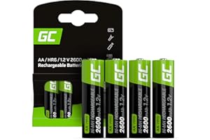 GREEN CELL Baterías Recargables 2600mAh 1.2V [Juego de 4 Piezas] Pilas Recargables AA Ni-MH Baja Autodescarga Precarga Alta Capacidad HR6, Recargable Precargadas