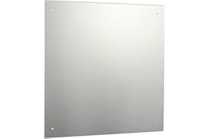 REFLEX SALES AND MARKETING LTD 60 x 60cm Square Frameless Unframed Bathroom Mirror with Pre-Drilled Holes and Chrome Cap Wall Hanging Fixing Kit Hardware