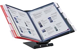 ‎PROFIOFFICE ProfiOffice Sichttafel-Tischständer oder Wandhalter, 360 Grad drehbar, DIN A4 Format, Metall, 10 x Sichttafeln A4 Klapprahmen - mehrfarbig Dokumentenhalter für Büro, Lager, Behörden (01127)