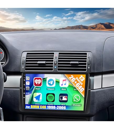 Autoradio Android 13 Pour BMW Série 3 E46 (1998-2006) - Écran 9" IPS - CarPlay/Android Auto Sans Fil - 4Go RAM + 64Go - GPS, WiFi, Bluetooth