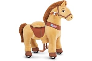 PonyCycle Essentiel Modèle E Porteur Enfant avec Frein Peluche Cheval à Monter (Cheval Brun Clair/Taille 3 pour 3-4 Ans) Cheval à Chevaucher Cadeau pour Carçon - E336