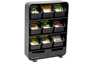 Mind Reader Anchor Collection, 11-Drawer Tea Bag Organizer, Removable Drawers, 10.25" L x 3.25" W x 13.75" H, Black