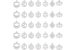SUNNYCLUE 1 boîte 42 pièces 7 Styles Chakra Charmes Indien Énergie Charmes Résultats de Bijoux Faisant Accessoires Fournitures pour Bricolage Collier Bracelet Artisanat, Argent Antique