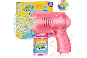 FORMIZON Pistola Bolle di Sapone, Bubbles Pistola Sparabolle di Sapone 4000+/Min, Spara Bolle di Sapone Automatico con Soluzione da 130 ml, Pistola Sparabolle per Festa/Nozze (Rosa)