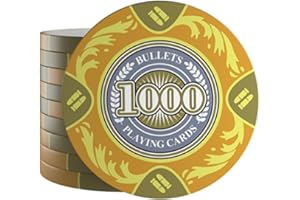 Bullets Playing Cards, 25 Clay Pokerchips Tony für Pokerset, Wert 1000-14g, 4cm Durchmesser, Farbe Gelb…